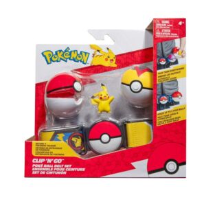 Pokemon Clip ‘N’ Go Belt Set - 2 inch Pikachu Battle Figure plus Poké and Level Ball Accessories
