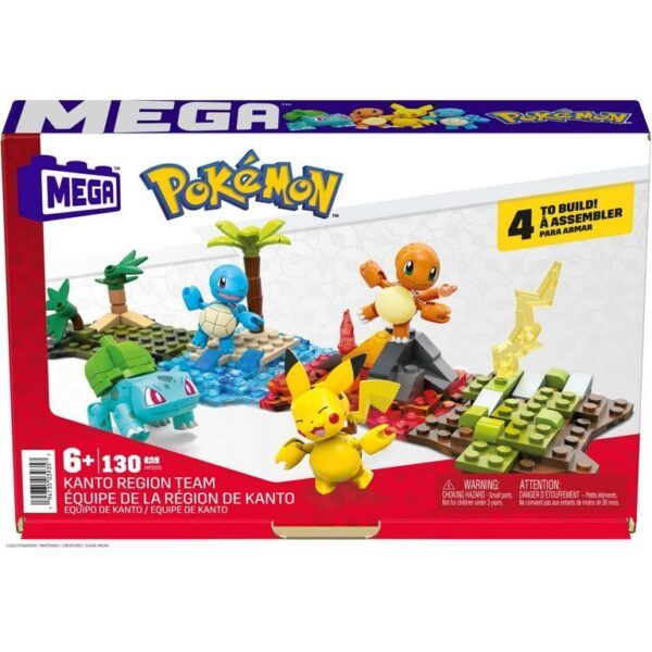 MEGA Pokemon Building Set Kanto Region Team: Pikachu, Squirtle, Charmander & Bulbasaur (130 Pieces), for Ages 8 and up - Image 3